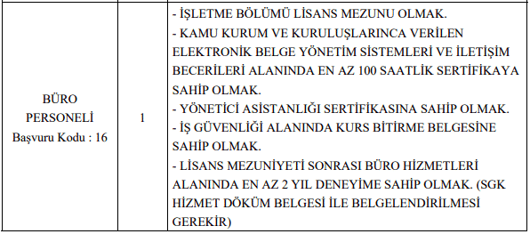 Kayseri Üniversitesi Sözleşmeli 27 Personel Alımı Tablo 9